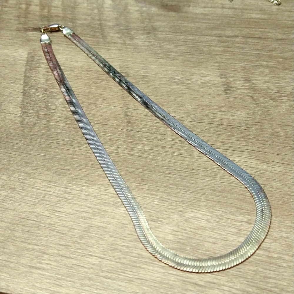 Sliver Silver Shiny 18 inch Thick Necklace